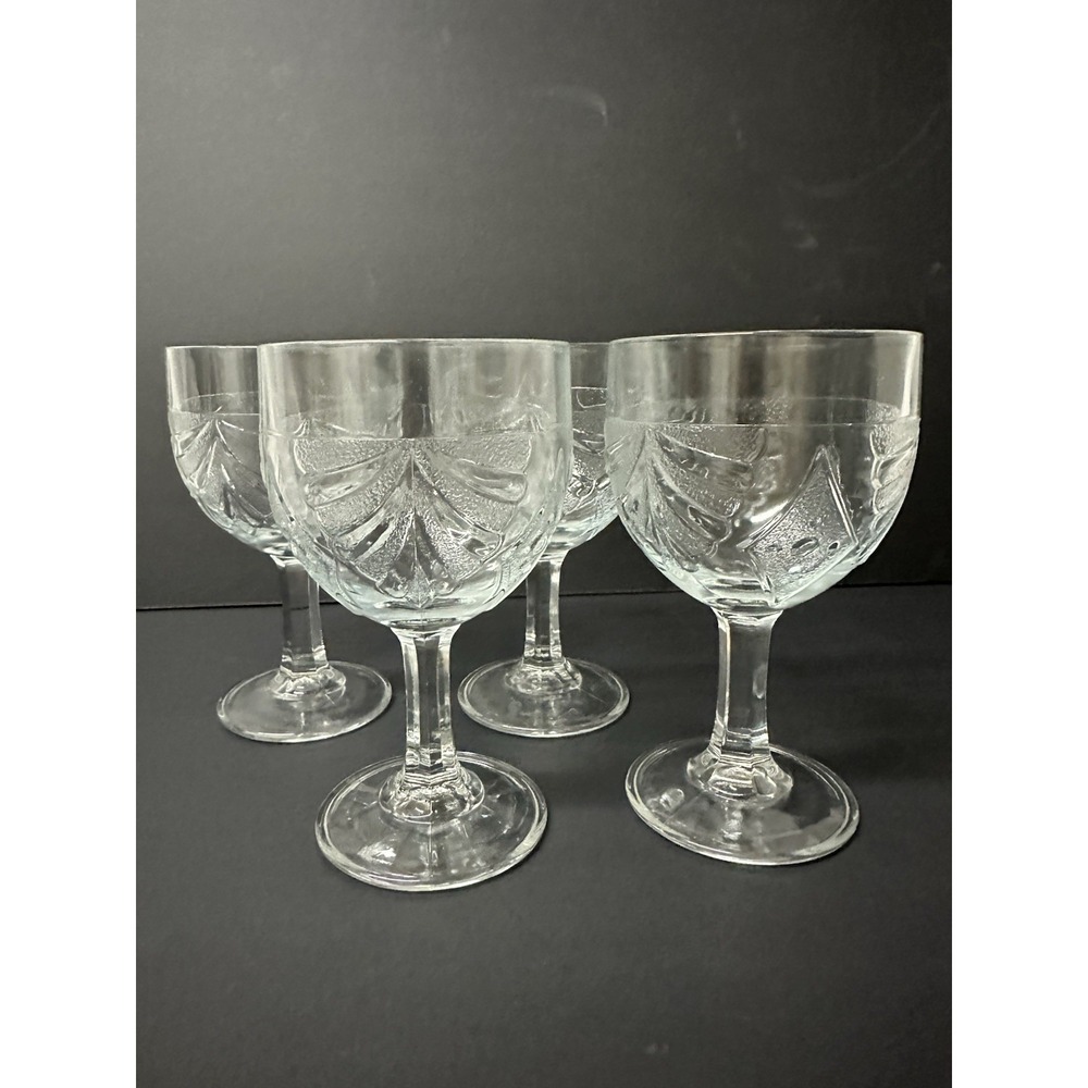 Martha Stewart Everyday Water Goblets MWY5 Diamond Fan Set Of 4~6 3/8"~12 oz
